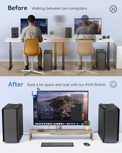 8K KVM Switch HDMI 2 Port Box，8K@60HZ USB and HDMI Switch for 2 Computers Share 1 HD Monitor Keyboard and Mouse, with 2 USB 3.0 and 2 HDMI Cables in Kuwait