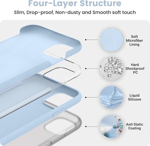 iPhone 11 Case, Silicone Full Body Protection Shockproof iPhone 11 Phone Case with Ultra Slim Soft Anti-Scratch Microfiber Lining, 6.1 inch, Black in Kuwait