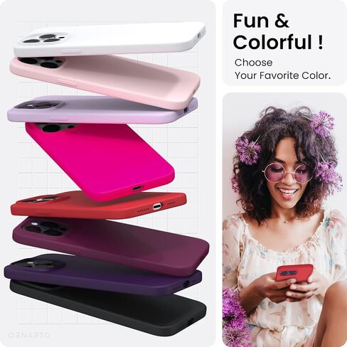 ORNARTO Compatible with iPhone 14 Pro Max Case 6.7, Slim Liquid Silicone 3 Layers Full Covered Soft Gel Rubber Phone Case Protective Cover with Microfiber Lining 6.7 inch-Chalk Pink in Kuwait
