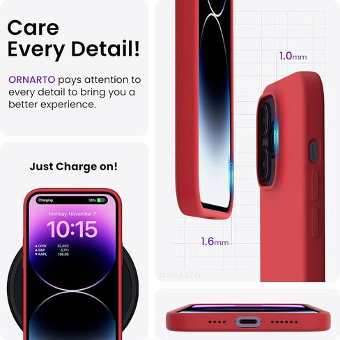 ORNARTO Compatible with iPhone 14 Pro Max Case 6.7, Slim Liquid Silicone 3 Layers Full Covered Soft Gel Rubber Phone Case Protective Cover with Microfiber Lining 6.7 inch-Chalk Pink in Kuwait