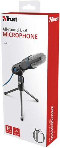 Trust 21672 Madell Microphone and Stand for PC and Laptop with 3.5 mm Plug Black, 21.0 cm*6.0 cm*7.0 cm in Saudi Arabia