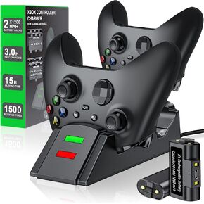 Rechargeable Battery Pack for Xbox Controller, 2X 1200mAh Rechargeable Battery Pack for Xbox Series X/S/One X/S/Elite Controllers, High Speed Charging Station for Xbox Controller Battery Pack, Black