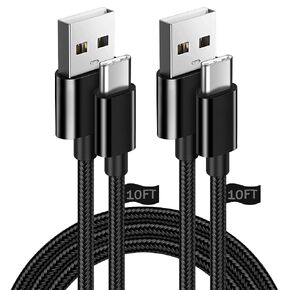 Type C Cable, Udaton 10 FT 3A USB A to USB C Fast Charging Cable Long Charging Cord, TPE Cord Compatible with Samsung Galaxy S22 S21 S10 Plus,Note 9 8 A20 A51, LG G6, Moto Z3, USB C Charger,1Pack Grey
