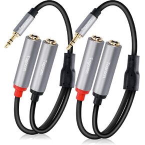 1/8 Inch to Dual 1/4 Inch Audio Y-Splitter Cable 0.6 Feet,3.5mm TRS Stereo Male to 2 X 6.35mm TS Mono Female Y Splitter Audio Cord Adapter Converter for Phone, PC, Speaker, Home Stereo System, Mixer in Kuwait