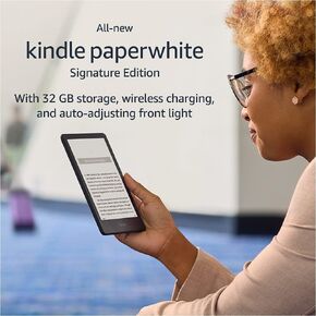 إصدار Kindle Paperwhite Signature المعتمد والمجدد (32 جيجابايت) – مع شاشة مقاس 6.8 بوصة، وشحن لاسلكي، وإضاءة أمامية قابلة للضبط تلقائيًا – بدون إعلانات in Saudi Arabia
