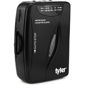 Tyler TCP-02 Portable Stereo Cassette Player - Slim 7 x 5 x 2-Inch Listening Device with Tape Deck and Dual Band AM/FM Radio - Retro-Style Battery-Operated Music Tool with Sport Earbuds and Belt Clip in Saudi Arabia