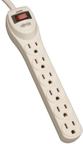 Eaton Tripp Lite PS66B Power Strip, 6 Outlets, 6ft Extension Cord, Lighted On/Off Switch, 15A Circuit Breaker, Under Desk & Wall Mount Option, UL Certified, Black, Lifetime Manufacturer's Warranty in Kuwait