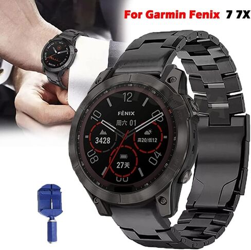 DJDLFA 22 26mm Strap Watch Band Titanium Alloy Replacement For Garmin Fenix 6 6X Pro 5 Plus Fenix 7X 7 Wristband Bracelet Accessories (Color : A, Size : 22mm Fenix 6 6 Pro) in Saudi Arabia
