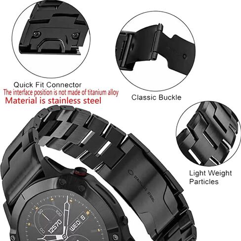 DJDLFA 22 26mm Strap Watch Band Titanium Alloy Replacement For Garmin Fenix 6 6X Pro 5 Plus Fenix 7X 7 Wristband Bracelet Accessories (Color : A, Size : 22mm Fenix 6 6 Pro) in Saudi Arabia