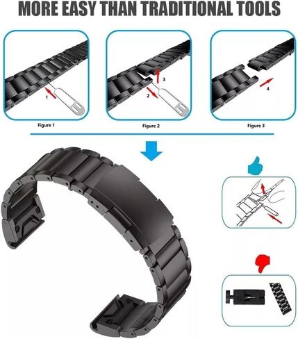 DJDLFA 22 26mm Strap Watch Band Titanium Alloy Replacement For Garmin Fenix 6 6X Pro 5 Plus Fenix 7X 7 Wristband Bracelet Accessories (Color : A, Size : 22mm Fenix 6 6 Pro) in Saudi Arabia