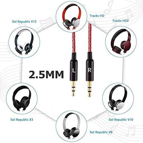 Saipomor Sol Republic V10 Extension Cable with Remote Volume and Mic for Sol Republic Master Tracks HD HD2 Sol Republic V8 V12 X3 Headphones (Red) in Kuwait