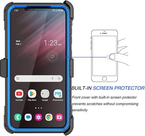 Galaxy S23 Case, Galaxy S23 5G Holster Clip, Tekcoo [Tshell] Shock Absorbing [Built-in Screen] [Kickstand Locking Belt] Secure Swivel Defender Full Body Cover for Samsung S23 5G Black in Saudi Arabia