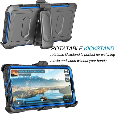Galaxy S23 Case, Galaxy S23 5G Holster Clip, Tekcoo [Tshell] Shock Absorbing [Built-in Screen] [Kickstand Locking Belt] Secure Swivel Defender Full Body Cover for Samsung S23 5G Black in Saudi Arabia