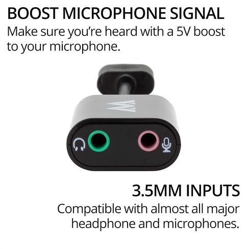 Antlion Audio USB Stereo Sound Card Adapter for Microphones and Headphones Compatible with PCs, PS4, and USB-Ready Devices Type-A USB to 3.5mm Audio and Mic Jacks in Kuwait