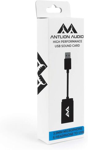 Antlion Audio USB Stereo Sound Card Adapter for Microphones and Headphones Compatible with PCs, PS4, and USB-Ready Devices Type-A USB to 3.5mm Audio and Mic Jacks in Kuwait
