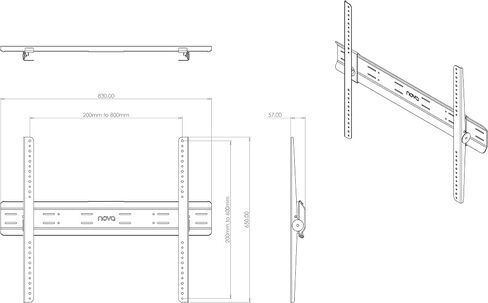 Nova 40-60" Flat to Wall TV Mount - VESA 400x400 in Kuwait