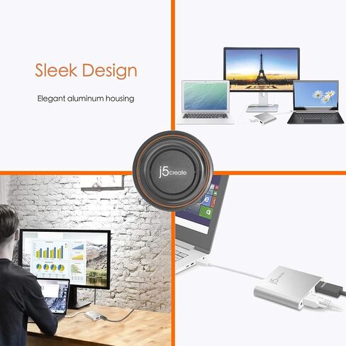 j5create USB to HDMI VGA Multi-Monitor Adapter - Supports Resolutions up to 2048 x 1152 - Compatible with Windows and Mac with USB Type-A 3.0 Port (JUA360) in Saudi Arabia