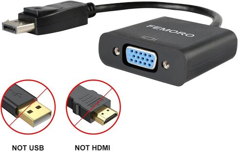 FEMORO DisplayPort إلى VGA محول 2 حزمة، منفذ العرض DP إلى محولات VGA ذكر إلى أنثى محول لشاشة الكمبيوتر المكتبي والكمبيوتر المحمول وشاشة العرض in Saudi Arabia