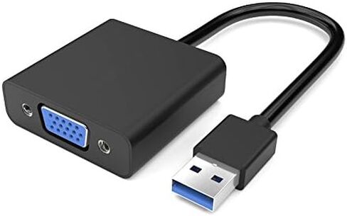 محول Wisenovo Wisenovo عالي السرعة من USB 3. 0 إلى VGA، منفذ عرض إلى vga، يدعم أقصى دقة 1080p لجهاز Windows 7/8/8. 1/10 كمبيوتر محمول جهاز العرض HDTV، لا يحتاج إلى مشغل أقراص CD (أسود in Saudi Arabia