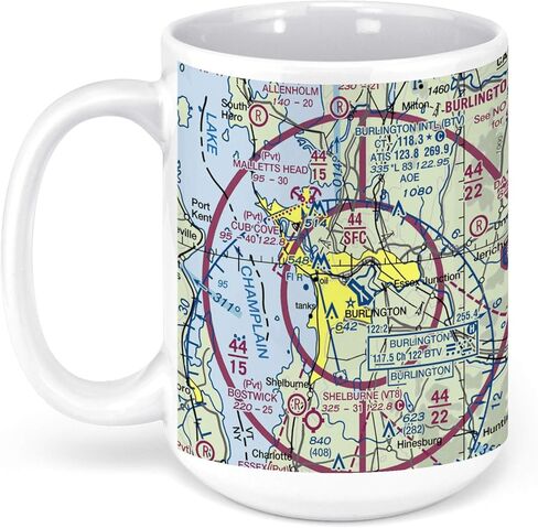 Burlington International Airport, South Burlington, VT, USA FAA Sectional Aeronautical Charts Chart Mug, 11oz in Saudi Arabia