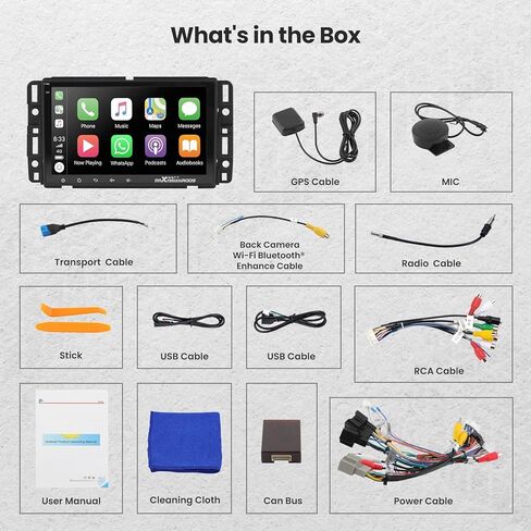 راديو ستيريو للسيارة maxpeedingrods لسيارة جي إم سي سييرا يوكون شيفروليه بويك تشيفي سيلفرادو مع Apple CarPlay اللاسلكي وAndroid Auto، شاشة لمس IPS 8 بوصة، ملاحة GPS، بلوتوث، واي فاي، SWC، 2G+32G in Kuwait