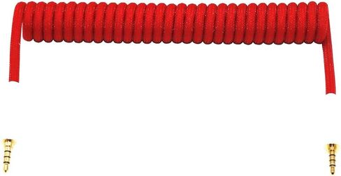 Angitu 3.5mm TRRS to TRRS Spring Coiled Cable for Split Mechanical Keyboard RODE Sc7 By VIDEOMIC GO Video Micro-Type Mics Audio Cord Angle Cables (Straight trrs Coil 17CM Black) in Kuwait