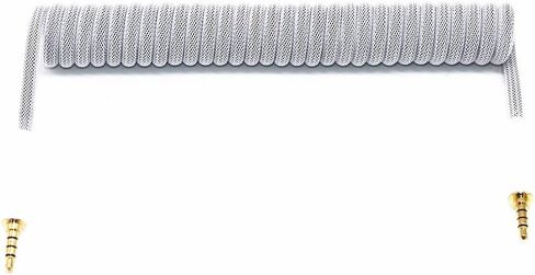 Angitu 3.5mm TRRS to TRRS Spring Coiled Cable for Split Mechanical Keyboard RODE Sc7 By VIDEOMIC GO Video Micro-Type Mics Audio Cord Angle Cables (Straight trrs Coil 17CM Black) in Kuwait