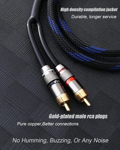 Diaianyfi Audiophile RCA to 2RCA Subwoofer Cable,1 RCA Male to 2 RCA Male Audio Cable RCA Y-Adapter,Oxygen-Free Copper,Nylon Braided Jacket (9.9FT) in Saudi Arabia