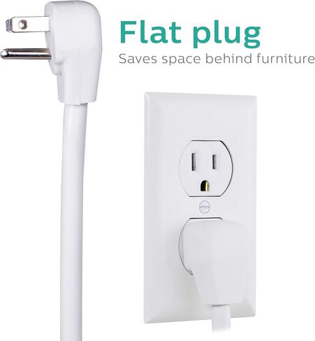 Philips 6-Outlet Surge Protector, 10 Ft Extension Cord, Power Strip, 1080 Joules, Flat Plug, Wall Mount, Perfect for Office or Home Décor, ETL Listed, Black, SPP6110BC/37 in Kuwait