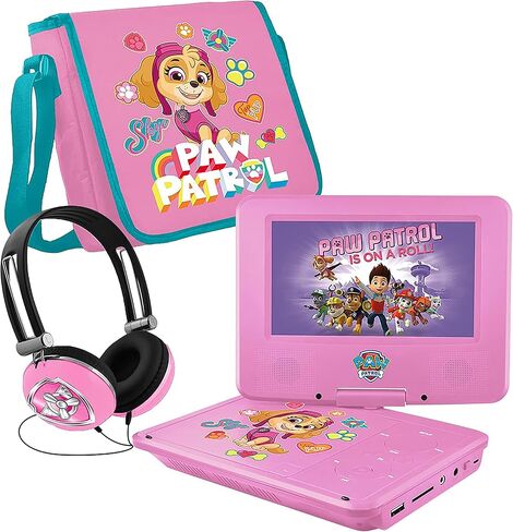 PAW Patrol 7" Portable DVD Player with Matching Headphones and Carrying Bag, Compatible with CDs, DVDs, USB and SD Card, Swivel Screen, (NKPDVD701SK) in Saudi Arabia