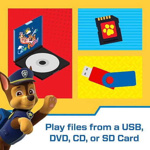 PAW Patrol 7" Portable DVD Player with Matching Headphones and Carrying Bag, Compatible with CDs, DVDs, USB and SD Card, Swivel Screen, (NKPDVD701SK) in Saudi Arabia