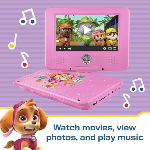 PAW Patrol 7" Portable DVD Player with Matching Headphones and Carrying Bag, Compatible with CDs, DVDs, USB and SD Card, Swivel Screen, (NKPDVD701SK) in Saudi Arabia
