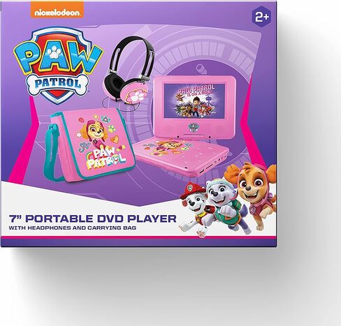 PAW Patrol 7" Portable DVD Player with Matching Headphones and Carrying Bag, Compatible with CDs, DVDs, USB and SD Card, Swivel Screen, (NKPDVD701SK) in Saudi Arabia