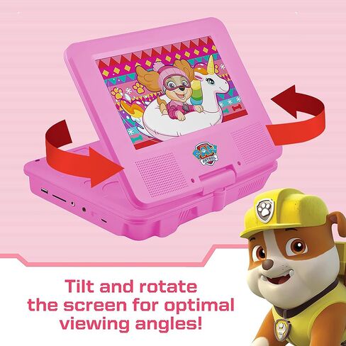 PAW Patrol 7" Portable DVD Player with Matching Headphones and Carrying Bag, Compatible with CDs, DVDs, USB and SD Card, Swivel Screen, (NKPDVD701SK) in Saudi Arabia