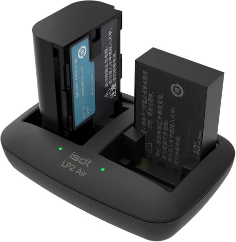 ISDT LP2 Air LP-E6/E6N Battery Charger Type-C Input Dual E12 E17 Battery Fast Charger for Canon EOS R R5, EOS 5D4 60D 70D 80D, EOS M M2 M3 M50 100D 200D 800D Cameras More, 90 Mins Full Charge in Kuwait