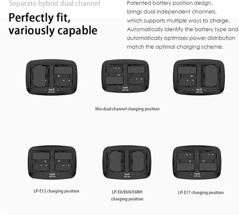 ISDT LP2 Air LP-E6/E6N Battery Charger Type-C Input Dual E12 E17 Battery Fast Charger for Canon EOS R R5, EOS 5D4 60D 70D 80D, EOS M M2 M3 M50 100D 200D 800D Cameras More, 90 Mins Full Charge in Kuwait