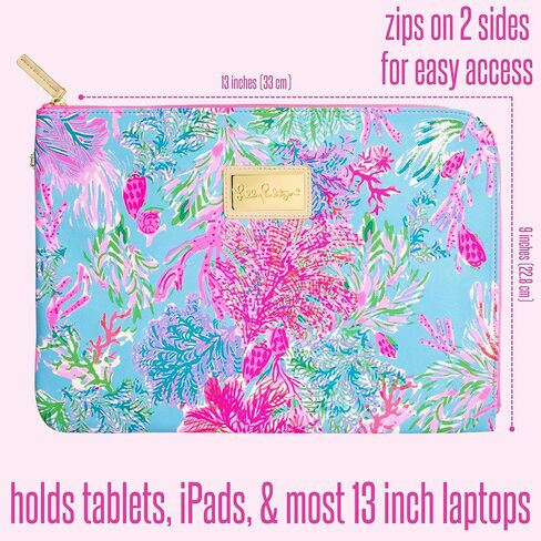 Lilly Pulitzer Padded Tech Sleeve with Small Zip Pouch for Accessories, Cute Laptop Case for Women, Tablet Bag or 13 Inch Laptop Sleeve, Me and My Zesty in Kuwait