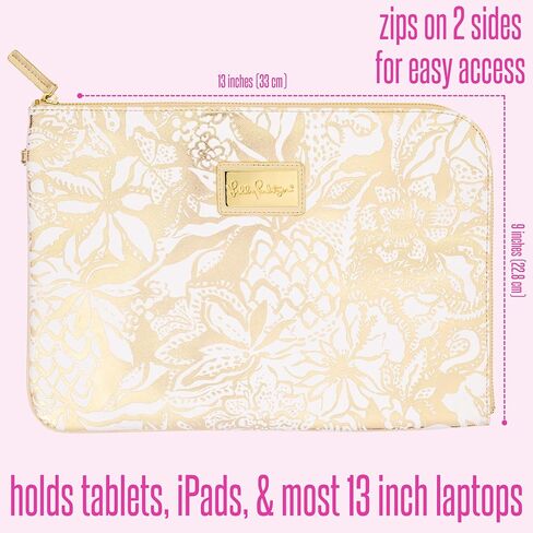 Lilly Pulitzer Padded Tech Sleeve with Small Zip Pouch for Accessories, Cute Laptop Case for Women, Tablet Bag or 13 Inch Laptop Sleeve, Me and My Zesty in Kuwait