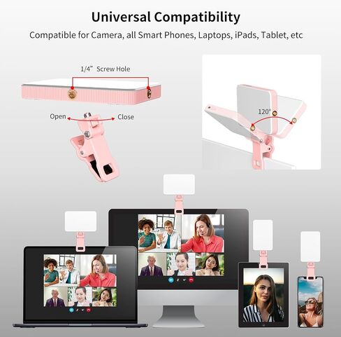 Newmowa Black Rechargeable Selfie Light - Portable Clip Video Light for Phone/Laptop/Camera with Smart Light Sensor,3 Light Mode,2000mAh Battery Phone Light for Selfie/Makeup/Video Conference/TikTok in Saudi Arabia