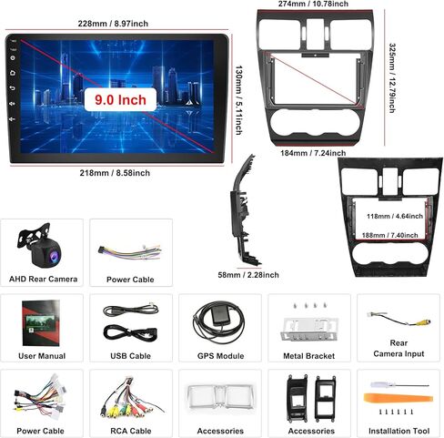 ستيريو سيارة أندرويد لسوبارو فورستر 2016 2017 2018 مع أبل كاربلاي اللاسلكي أندرويد أوتو 9 بوصة شاشة تعمل باللمس راديو السيارة مع بلوتوث نظام تحديد المواقع والملاحة واي فاي SWC FM كاميرا احتياطية ميكروفون in Kuwait