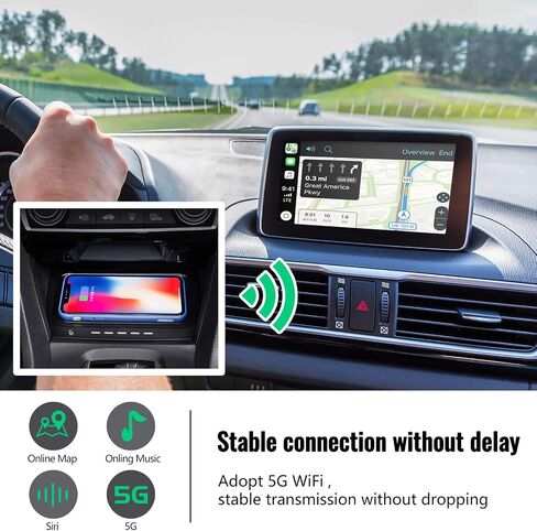 محول READYXIO اللاسلكي Carplay، 2023 ترقية التوصيل والتشغيل، محول Apple Carplay اللاسلكي، سهل التركيب، زمن استجابة منخفض، توصيل تلقائي مناسب للسيارات من 2015 ومناسب لهاتف iPhone iOS 10+ in Kuwait