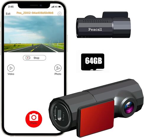 Peacall Vehicle Blackbox DVR 2160P UHD 4K WiFi Dash Cam Pro كما رأينا على شاشة التلفزيون البسيطة مع كاميرا سيارة بطاقة SD 64G متوافقة مع شاحنة السيارة شبه، WDR، الرؤية الليلية، تسجيل حلقة، مستشعر G، التطبيق in Saudi Arabia