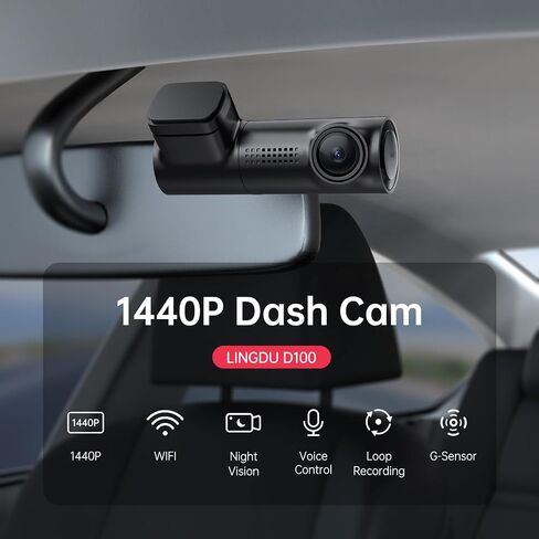 LINGDU D100 Smart Dash Cam for Cars, 2K Dash Cam with GPS WI-FI, Car Camera with 0.96" LCD Display, Night Vision, WDR, Parking Mode, Loop Recording, G-Sensor, 150° Wide Angle in Kuwait