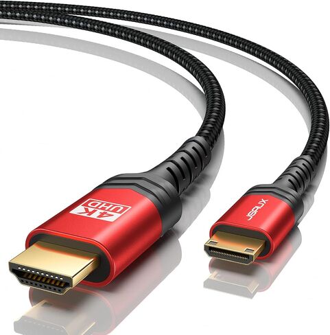 JSAUX Mini HDMI to HDMI Cable 6FT, [Mini HDMI][Aluminum Shell, Braided] High Speed 4K 60Hz HDMI 2.0 Cord, Compatible with Camera, Camcorder, Tablet and Graphics/Video Card, Laptop, Raspberry Pi Zero W in Kuwait