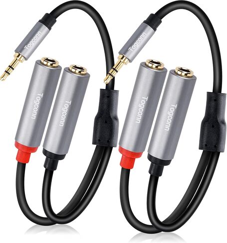 1/8 Inch to Dual 1/4 Inch Audio Y-Splitter Cable 0.6 Feet,3.5mm TRS Stereo Male to 2 X 6.35mm TS Mono Female Y Splitter Audio Cord Adapter Converter for Phone, PC, Speaker, Home Stereo System, Mixer in Kuwait