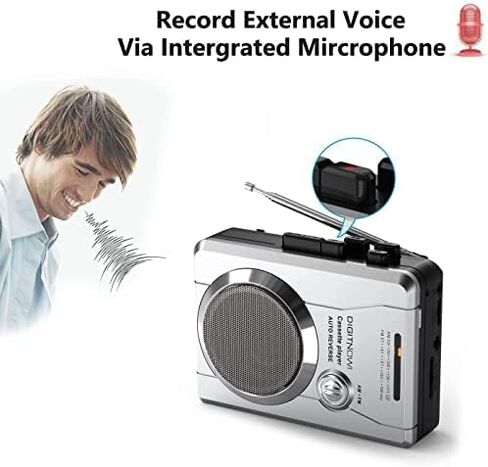مسجل كاسيت Walkman محمول مع راديو AM FM، مشغل/مسجل شريط متوافق شخصي مع سماعات الرأس، مكبر صوت مدمج وميكروفون للترفيه والتسلية، التسجيل اليومي in Kuwait