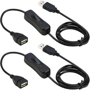 RIITOP USB Extension Cable With ON/OFF Switch - Male to Female Support (Data and Power) for Headset, LED Strips [3.3ft, 2-Pack] in Kuwait