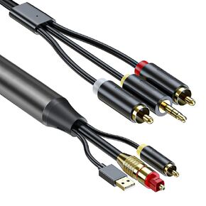 كابل تحويل الصوت الرقمي إلى التناظري من eppfun AV300، SPDIF رقمي/بصري ومحوري إلى تناظري L/R RCA وكابل صوت ستيريو AUX 3.5 مم لأجهزة Xbox/PS4/PS5/TV/ستيريو منزلي in Kuwait