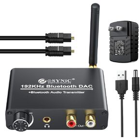 eSynic 192kHz DAC Digital to Analog Audio Converter with Bluetooth V5.0 Transmitter Support AptX & Low Latency Optical Coaxial Digital Audio to Analog L/R RCA 3.5mm for TV Bluetooth Headphone Speaker in Saudi Arabia