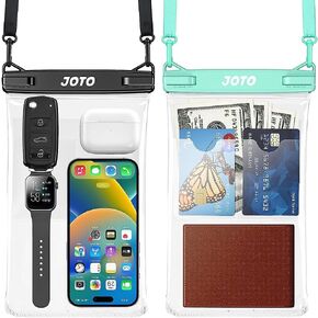 JOTO 2 Pack Large Waterproof Phone Pouch Bag, IPX8 Big Underwater Dry Bag with Lanyard for iPhone 15 14 Pro Max, Galaxy S24 S23 Ultra, Airpods Cash Credit Card, Beach Essentials -Black in Kuwait